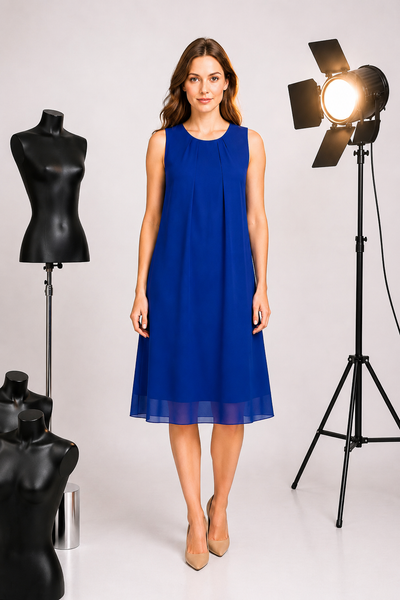 ABITO DONNA ELEGANTE SPALLA LARGA GIROCOLLO BOTTONE VOILE MARCA SILCO GAIA B ART.973
