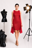 ABITO DONNA RAGAZZA CERIMONIA ELEGANTE TUBINO PIZZO TULLE MARCA CARLA RUIZ ART.94715