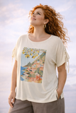 MAGLIA DONNA ELISA CASTELLI TAGLIE OVER MANICA CORTA STAMPA STRASS VISCOSA ART. 140038