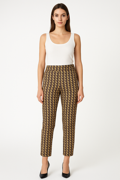 PANTALONI DONNA ELASTICO STRETTI FANTASIA MARCA EMANUELA COSTA ART.35426