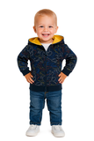 FELPA BAMBINO PURO COTONE DINOSAURI CAPPUCCIO TASCHE POLSINI MARCA LOSAN ART.1256666AL