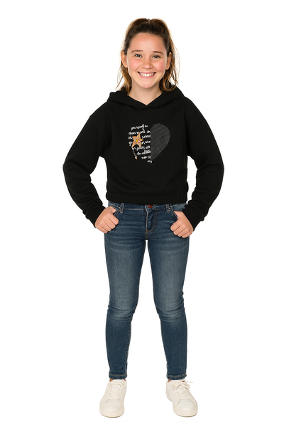 FELPA BAMBINA CAPPUCCIO STAMPA POLSINI FIOCCHI ELASTICO IN VITA MARCA YOURS ART.AY3340