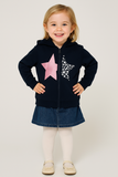 FELPA BAMBINA ZIP CAPPUCCIO POLSINI STELLE MARCA LOSAN ART.026 6659AL