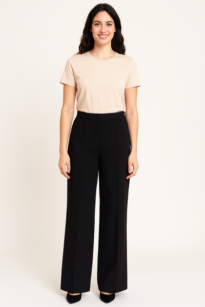 PANTALONI DONNA RAGAZZA PALAZZO BOTTONE CERNIERA TASCHE  ELASTICO MARCA GRIFFAI ART. 4808