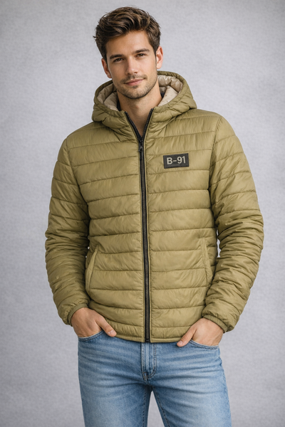 GIUBBINO UOMO ZIP CAPPUCCIO TASCHE POLSINI MARCA BUILDING-91 ART MO550