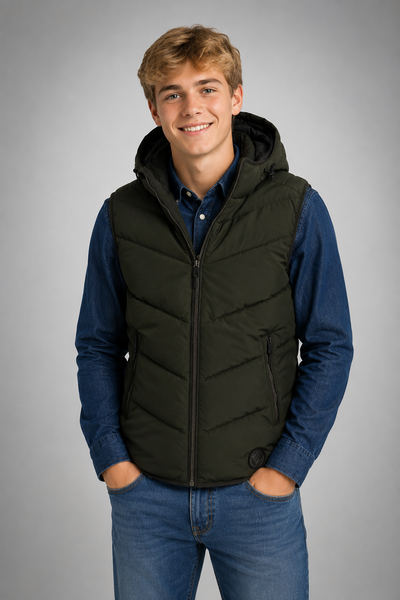 GILET UOMO ZIP CAPPUCCIO TASCHE IMBOTTITO MARCA SEA BARRIER ART.SIDRO-14C