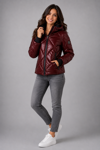 GIUBBETTO DONNA RAGAZZA TRAPUNTATO CAPPUCCIO ZIP TASCHE MARCA ILGRANCHIO ART. ISOTTA