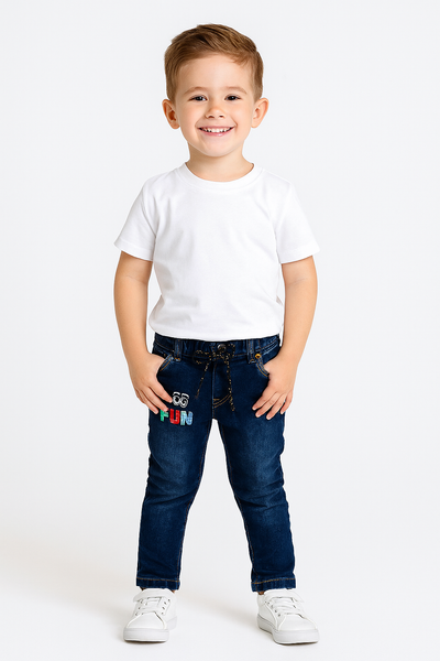 JEANS BAMBINO ELASTICO REGOLABILE TASCHE RICAMO MARCA LOSAN ART.1256030AL