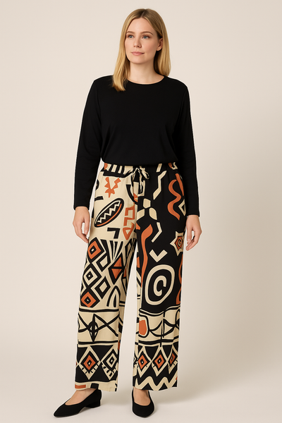 PANTALONE DONNA VISCOSA  COULISSE MORBUDI LEGGERI FANTASIA MARCA LOSAN ART. 312-9029AL