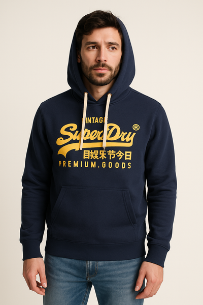 FELPA UOMO CAPPUCCIO POLSINI FASCIA TASCA STAMPA MARCA SUPERDRY ART.M2012063A