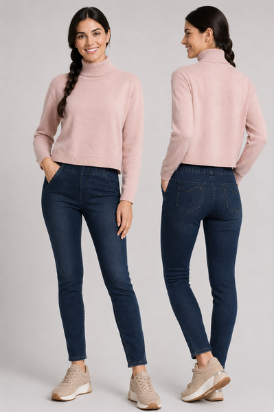 JEANS DONNA EMANUELA COSTA JEGGINGS ELASTICO TASCHE STRASS ART. EC6923