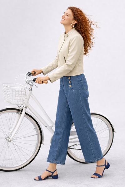 JEANS DONNA LAURA BIAGIOTTI PALAZZO TASCHE ZIP COTONE ART. D26B STEFANIA