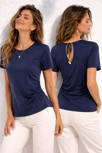 T-SHIRT DONNA TIFFOSI GIROCOLLO LACCETTO ARRICCIARURA  ART.10065819