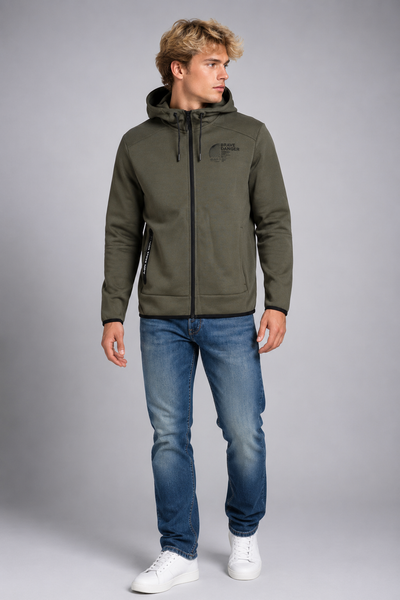 FELPA UOMO RAGAZZO GARZATA ZIP CAPPUCCIO TASCHE MARCA LOSAN ART. LMNAP0201 24006