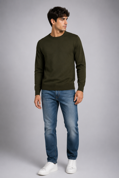MAGLIONE UOMO GIROCOLLO POLSINI FASCIA RASATO MARCA LOSAN ART. LMNAP0202_23001