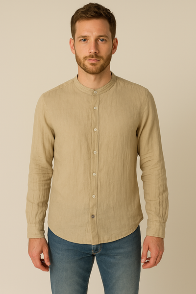 CAMICIA UOMO X-CAPE MANICA LUNGA COREANA SLIM LINO ART. MYAKE