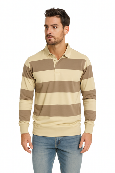 FELPA POLO  UOMO FANTASIA A RIGHE COTONE PURO ELEGANTE   RIFLE ART. RFF190
