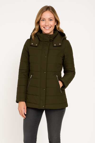 GIACCONE DONNA TALENTI TRAPUNTATO CAPPUCCIO ZIP BOTTONI ART. TB127