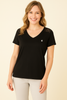 T-SHIRT DONNA RAGAZZA SCOLLO A V PIZZO MARCA COVERI ART. DT3956