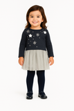 COMPLETO BIMBA BAMBINA MAGLIA STELLE GONNA PLISSE LUREX LOSAN ART 926 8028AA