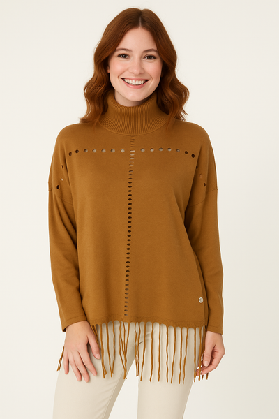 MAGLIONE DONNA RAGAZZA DOCEVITA FRANGE LAVORATO MARCA GRIFFAI ART. 4163