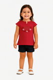COMPLETO BAMBINA MAGLIA RICAMI PANTALONCINO SPORT MODA MIX'N MATCH ARNETTA ART.72458