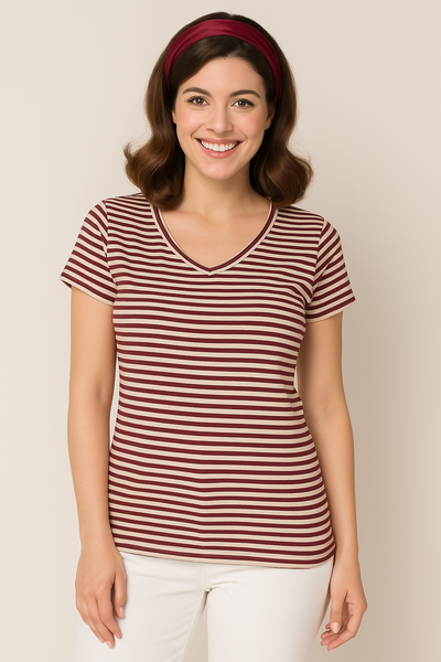 T-SHIRT DONNA GIROCOLLO MANICA SCESA RIGHE MARCA SILCO ART.982