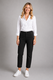 PANTALONE DONNA RAGAZZA CAPRI INSERTO PIZZO MARCA NERO GIARDINI ART.64104D