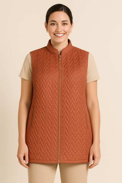 GILET DONNA CONFORMATO ZIP TASCHE LAVORATO DOUBLE FACE LEGGERO MARCA VIRGINIA BLU ART.CONF-GAELLE-REV