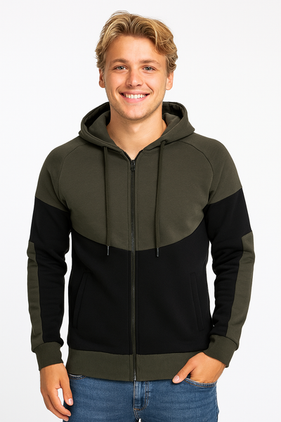 FELPA UOMO ZIP CAPPUCCIO POLSINI FASCIA TASCHE FELPATA MARCA X-CAPE ART. PAST