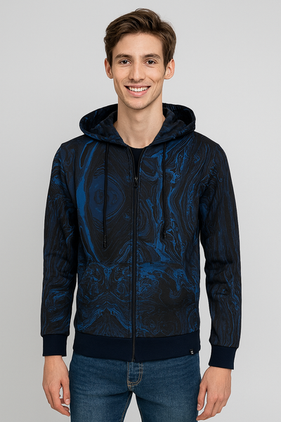 FELPA UOMO RAGAZZO FELPATA FANTASIA CAPPUCCIO TASCHE POLSINI MARCA X-CAPE ART.FLUID
