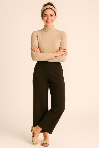 PANTALONE DONNA PERLA VELLUTO PALAZZO ELASTICO ART. 25631