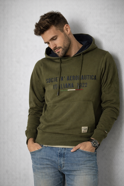 FELPA UOMO SAI AMBROSINI GARZATA CAPPUCCIO TASCHE MARSUPIALI STAMPA COTONE ART. ARE6FP031096U