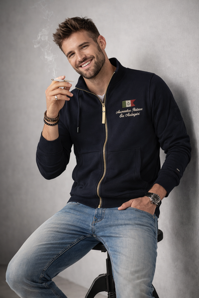 FELPA UOMO SAI AMBROSINI GARZATA COTONE FULL ZIP TASCHE LOGOART. ARE6FP031093U