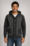 MAGLIONE UOMO APERTO BOTTONI CAPPUCCIO FANTASIA SCOZZESE MARCA BACI&ABBRACCI ART. 460209
