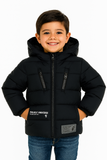 GIACCCONE BAMBINO REVERSIBILE CALDO IMBOTTITO OVATTA CAPPUCCIO TASCHE SCRITTE MARCA BM ART.A0224