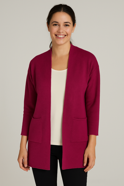CARDIGAN DONNA TASCHE BORDO VIVO MORBIDO CALDO MARCA GAIA B NEW ART. 804