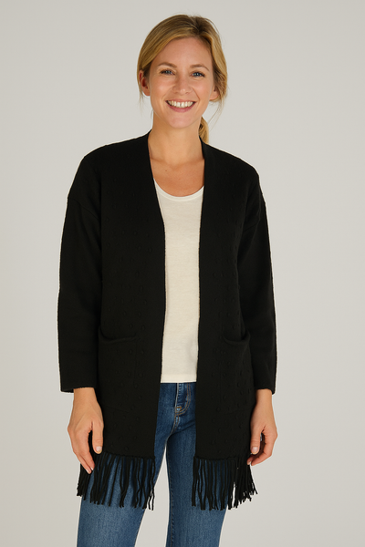 CARDIGAN DONNA LAVORATO TASCHE FRANGE MARCA GRIFFAI ART. DGF3041