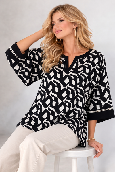 MAGLIA DONNA GAIA PIU TAGLIE OVER FANTASIA MANICHE 3/4 VISCOSA ART. 528