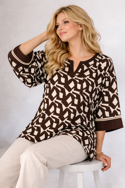 MAGLIA DONNA GAIA PIU TAGLIE OVER FANTASIA MANICHE 3/4 VISCOSA ART. 528