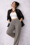 PANTALONE DONNA ELISA CASTELLI TAGLIE OVER PALAZZO FANTASIA TASCHE ZIP ART. 18080