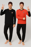 PIGIAMA UOMO TERMO COTONE SERAFINO LOGO SQUADRA MILAN POLSINI ART. MT101095