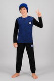 PIGIAMA RAGAZZO COTONE INTER BOTTONI LUNGO POLSINI LOGO PRATICO GIOVANE MARCA HERMET ART.PIGIT302055