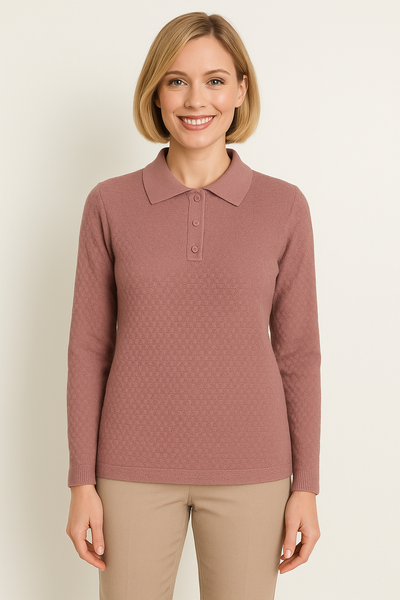 MAGLIONE DONNA ANNALISA BINETTI POLO BOTTONI LAVORATA MISTO LANA ART. 2516