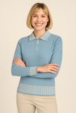 MAGLIONE DONNA ANNALISA BINETTI POLO BOTTONI LAVORATA  MISTO LANA ART. 2510
