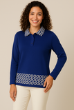 MAGLIONE DONNA ANNALISA BINETTI POLO BOTTONI LAVORATA MISTO LANA ART.2502
