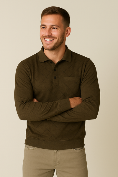 MAGLIONE UOMO RE DEL MARE POLO BOTTONI MELANGE TASCHINO ART. 225275