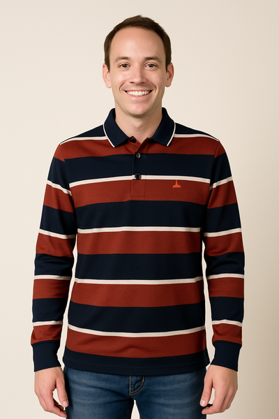 POLO UOMO RAGAZZO RIGHE SPACCHI POLSINI MARCA LOSAN ART. 0101-23013