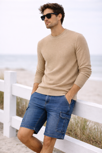PULLOVER MAGLIONCINO  UOMO ONLY & SONS GIROCOLLO GRANA DI RISO COTONE ART. 22032542