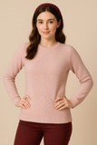 MAGLIONE DONNA VALERIE GIROCOLLO LAVORATO SPACCHI LANA MERINO EXTRAFINE ART.1122